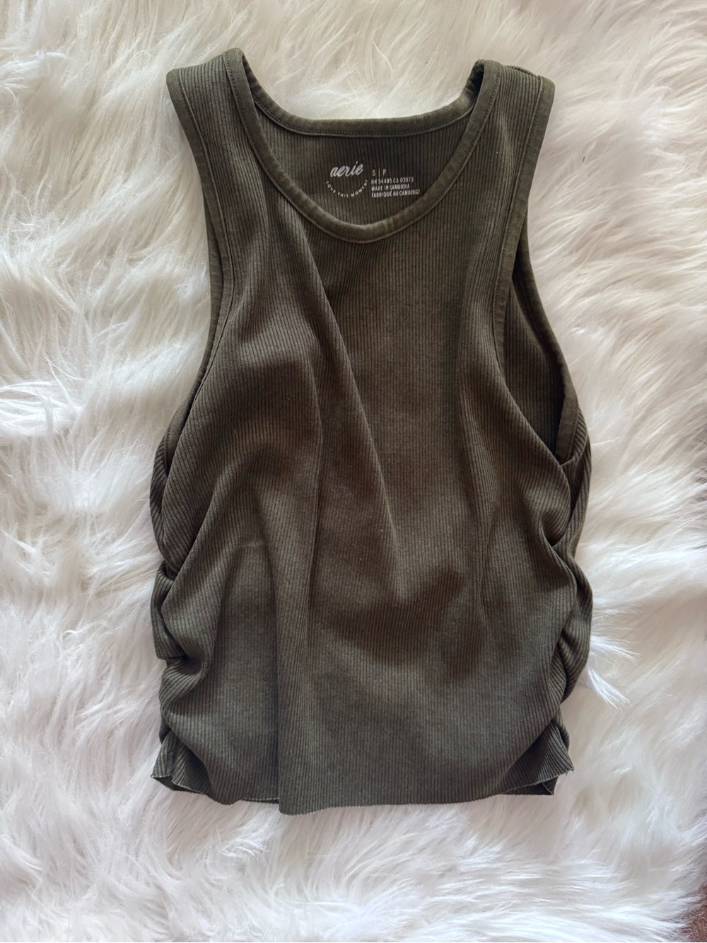 aerie Olive Ribbed Racerback Tank